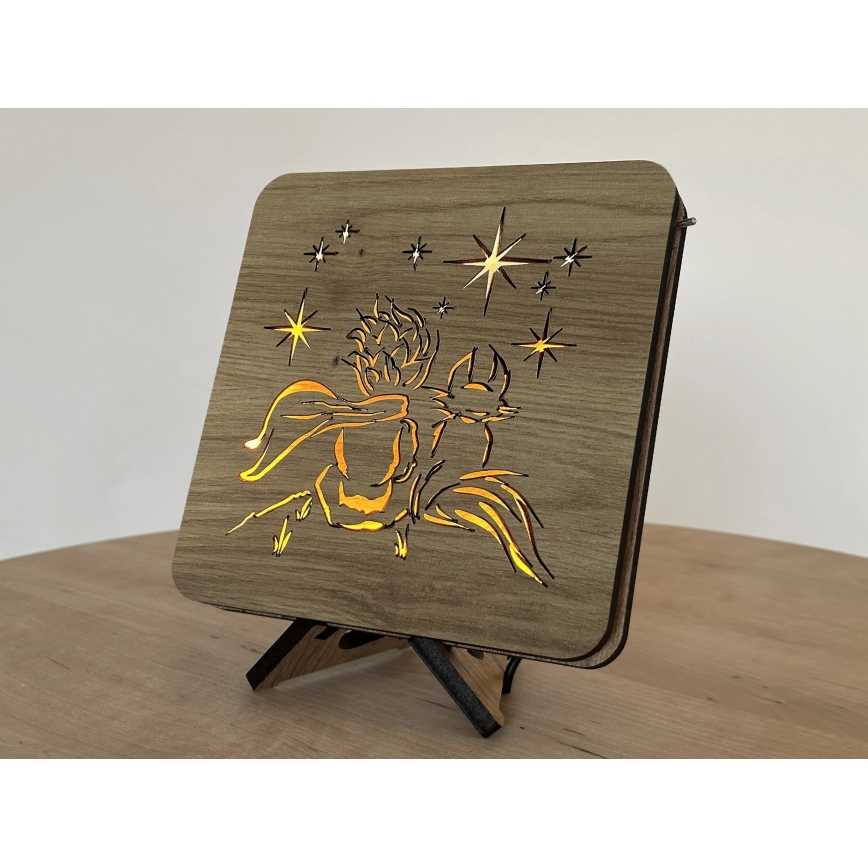 Li-Go 5788/DUB2 - LED Stolní dekorace LED/12W/230V 19x19 cm dub/Malý princ