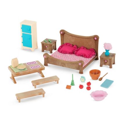 Li'l Woodzeez - Hrací set nábytek do ložnice a jídelny