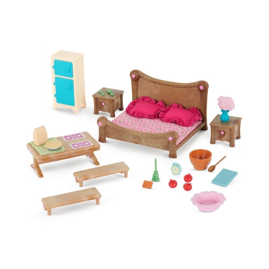 Li'l Woodzeez - Hrací set nábytek do ložnice a jídelny