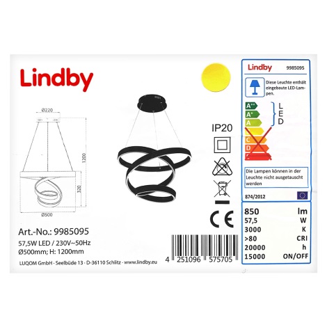 Lindby - LED Lustr na lanku OLADA LED/57,5W/230V