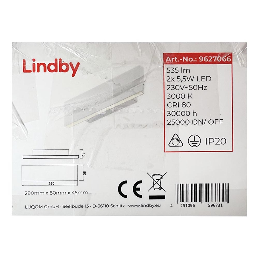 Lindby - LED Nástěnné svítidlo IGNAZIA 2xLED/5,5W/230V