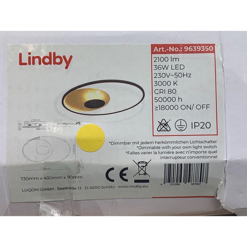 Lindby - LED Stmívatelné stropní svítidlo FEIVAL LED/36W/230V