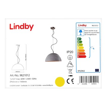 Lindby - Lustr na lanku JELIN 1xE27/60W/230V