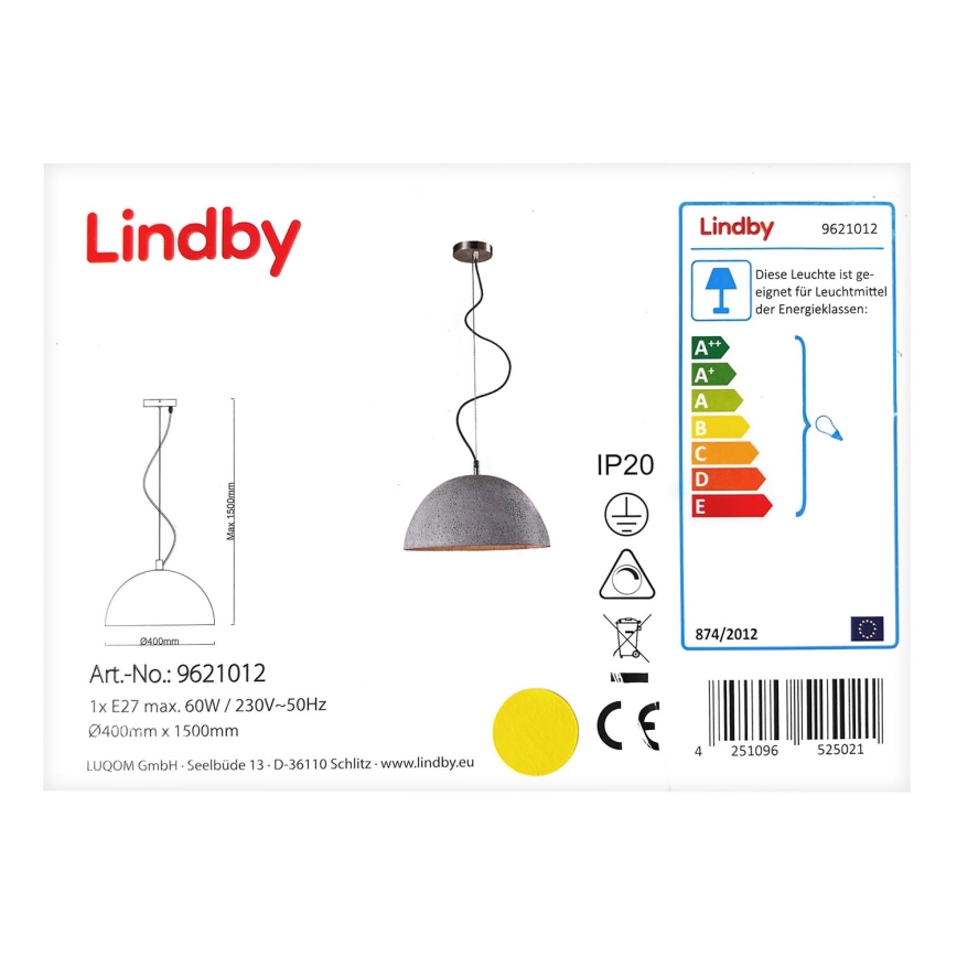 Lindby - Lustr na lanku JELIN 1xE27/60W/230V