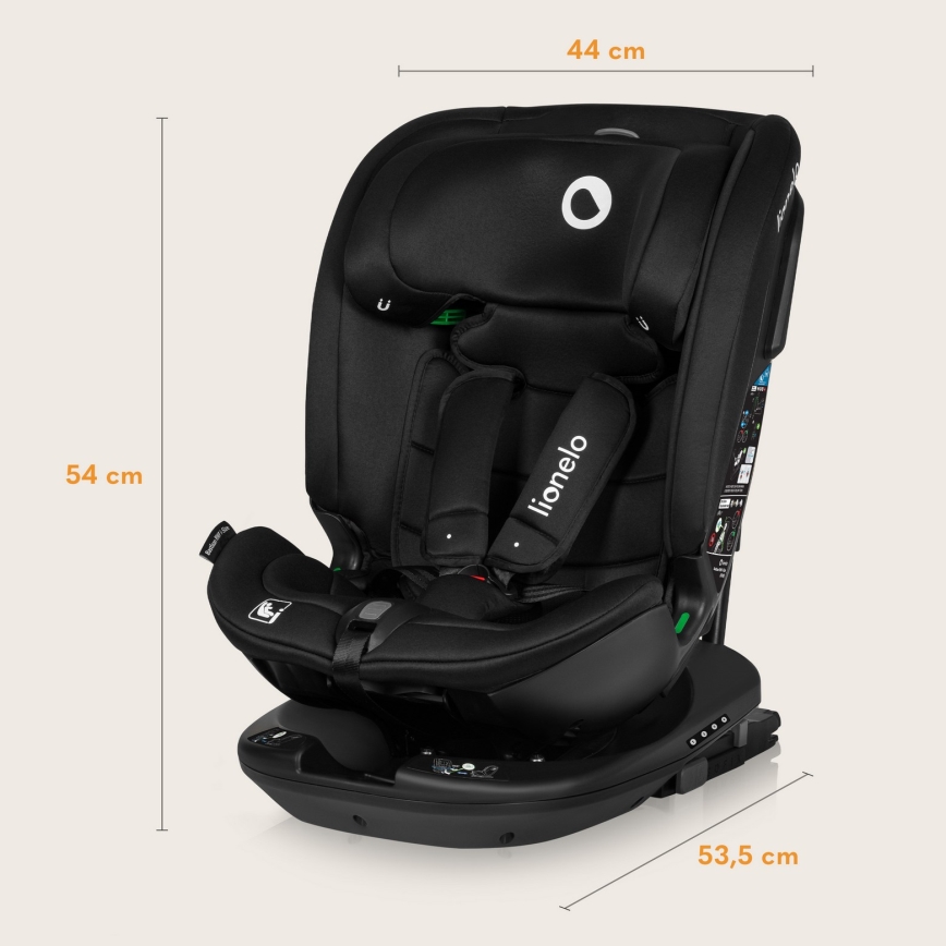 Lionelo - Autosedačka se základnou otočná BASTIAAN i-Size 40-150 cm Black Carbon