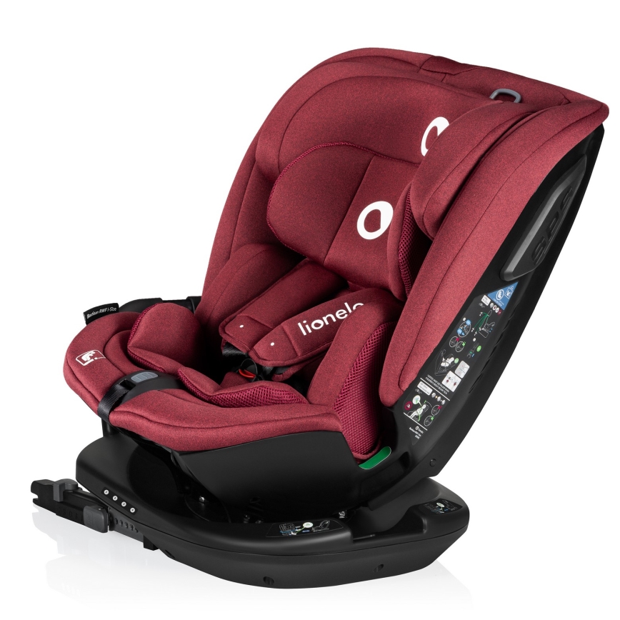 Lionelo - Autosedačka se základnou otočná BASTIAAN i-Size 40-150 cm Red Burgundy