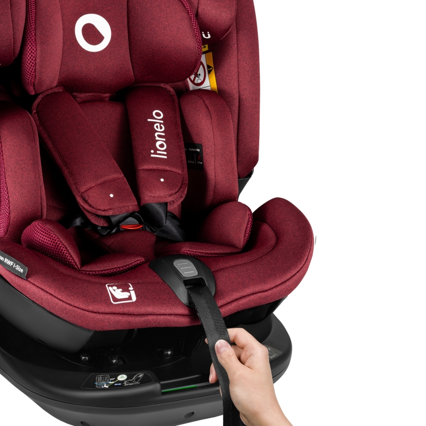 Lionelo - Autosedačka se základnou otočná BASTIAAN i-Size 40-150 cm Red Burgundy