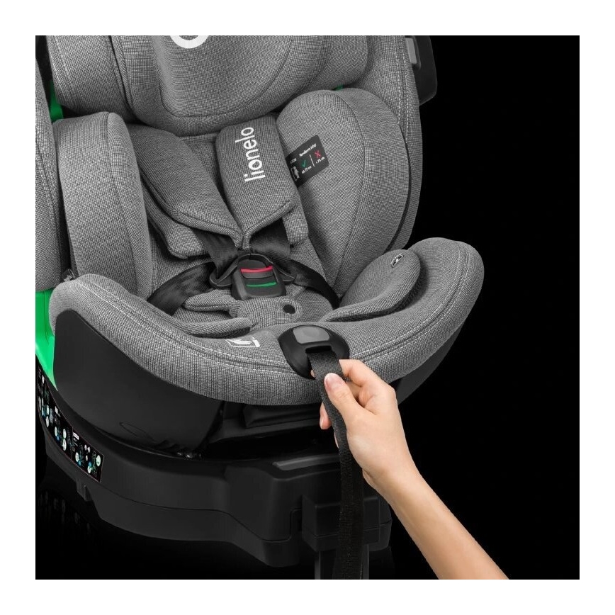 Lionelo - Autosedačka se základnou otočná HARMONY i-Size 40-150 cm černá/šedá