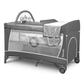 Lionelo - Cestovní postýlka FLOWER Grey Scandi