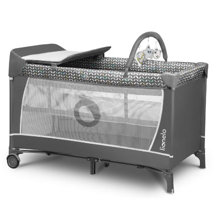 Lionelo - Cestovní postýlka FLOWER Grey Scandi