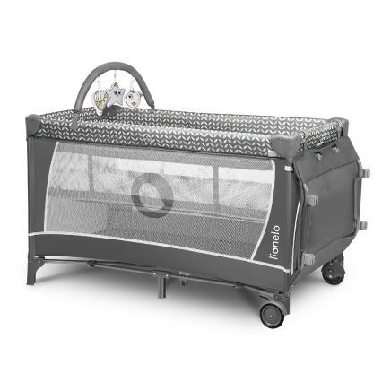 Lionelo - Cestovní postýlka FLOWER Grey Scandi