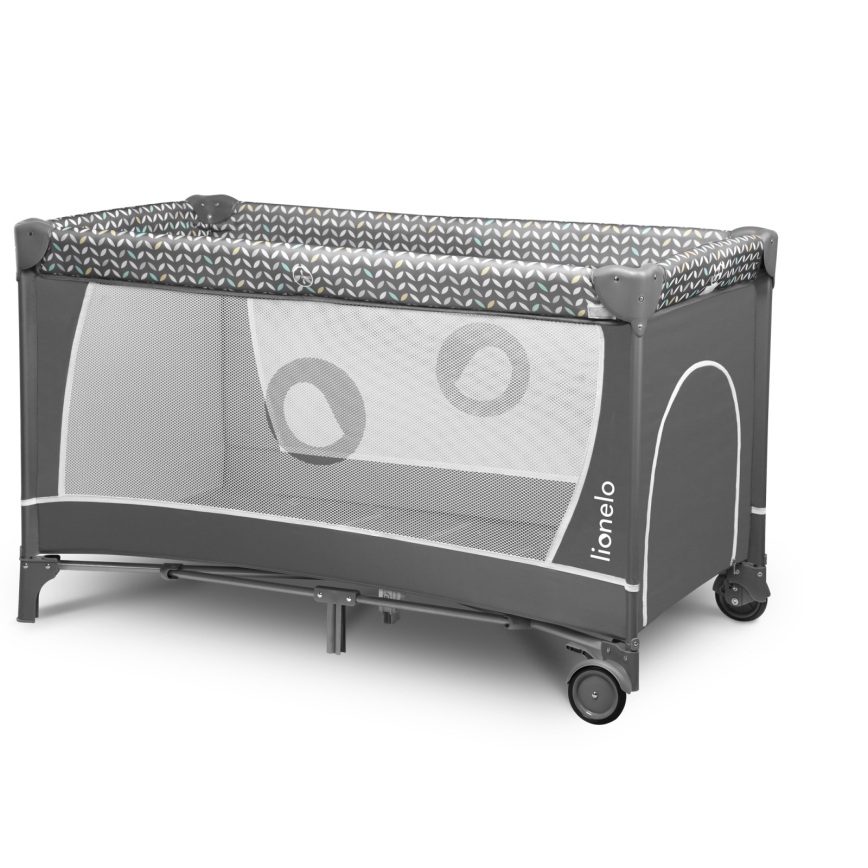 Lionelo - Cestovní postýlka FLOWER Grey Scandi