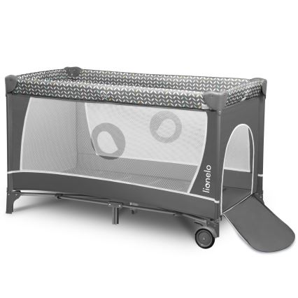 Lionelo - Cestovní postýlka FLOWER Grey Scandi