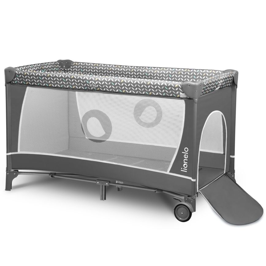 Lionelo - Cestovní postýlka FLOWER Grey Scandi
