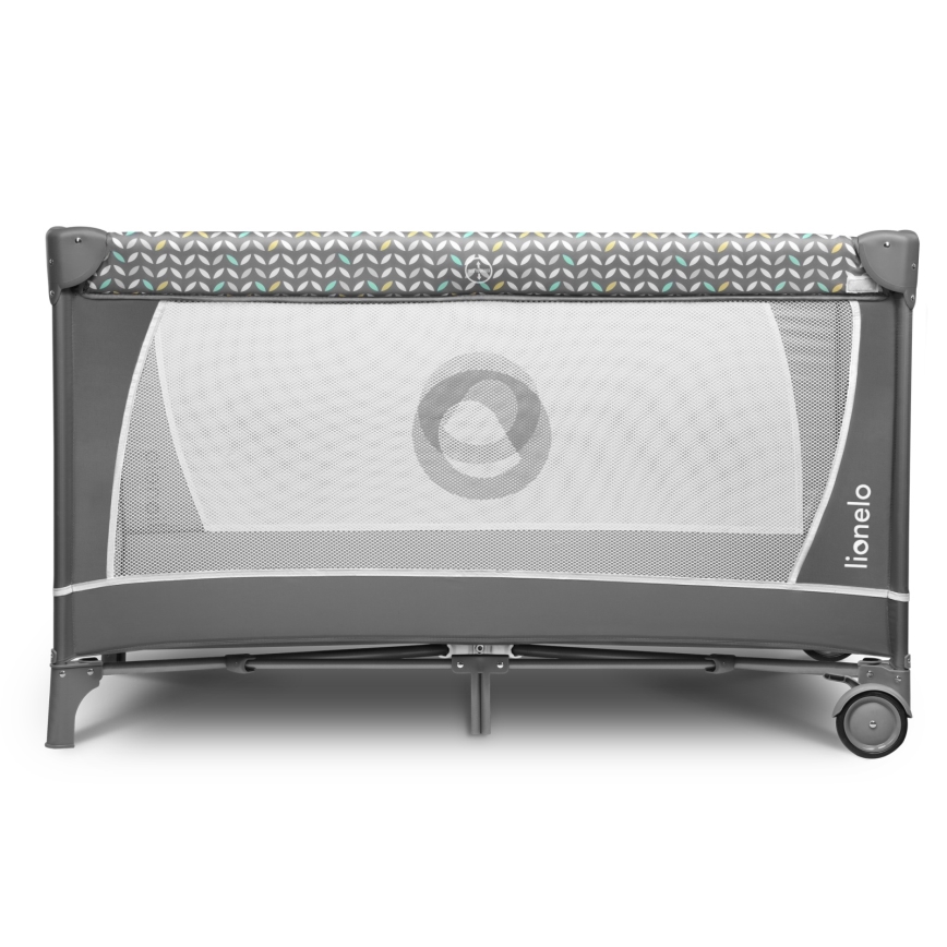 Lionelo - Cestovní postýlka FLOWER Grey Scandi