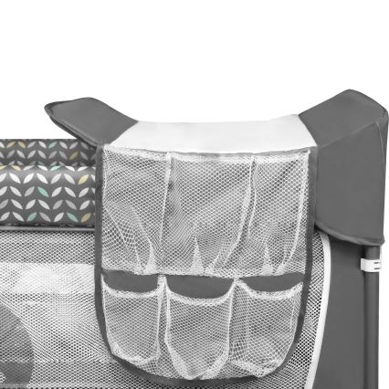 Lionelo - Cestovní postýlka FLOWER Grey Scandi