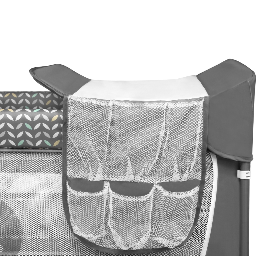 Lionelo - Cestovní postýlka FLOWER Grey Scandi