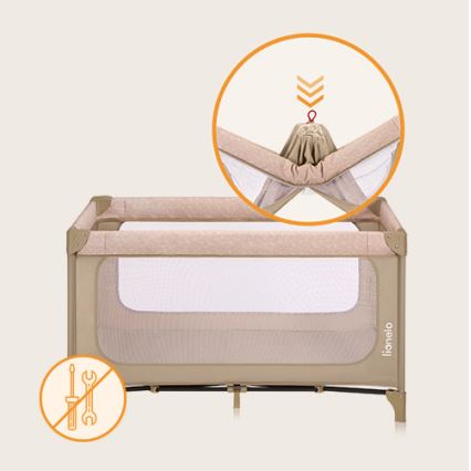 Lionelo - Cestovní postýlka JASMIN EASY FOLD Beige Sand