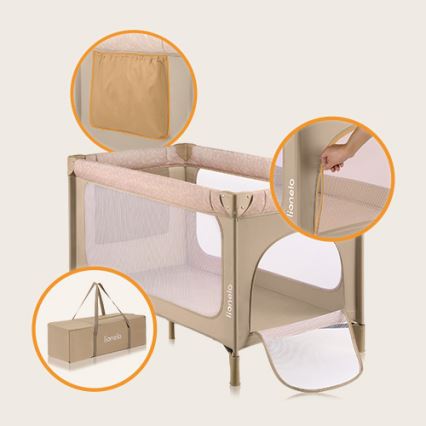 Lionelo - Cestovní postýlka JASMIN EASY FOLD Beige Sand