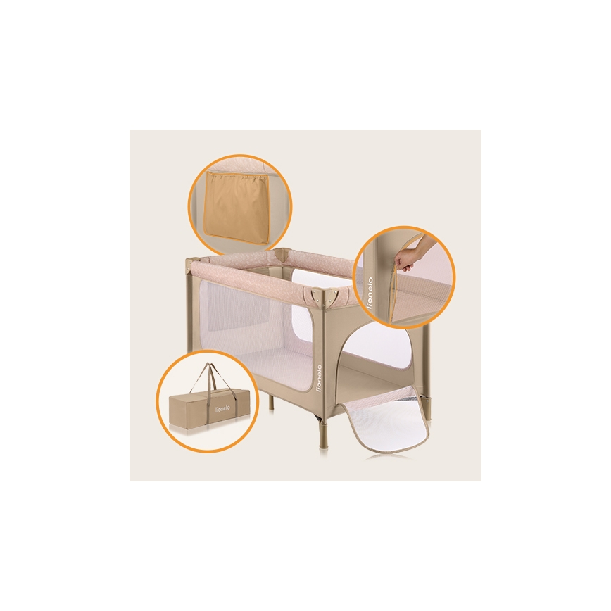 Lionelo - Cestovní postýlka JASMIN EASY FOLD Beige Sand