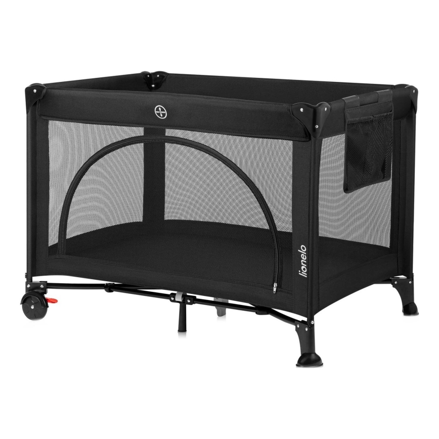 Lionelo - Cestovní postýlka LAURA Black Carbon