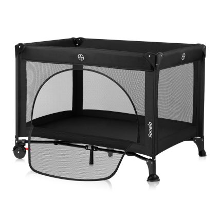 Lionelo - Cestovní postýlka LAURA Black Carbon