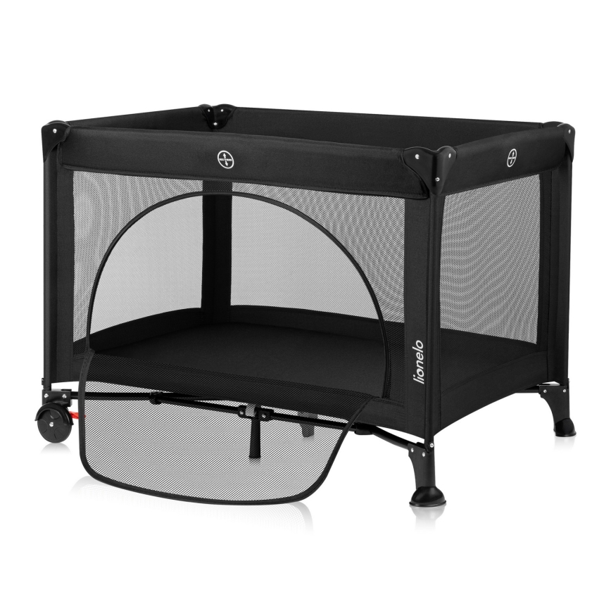 Lionelo - Cestovní postýlka LAURA Black Carbon