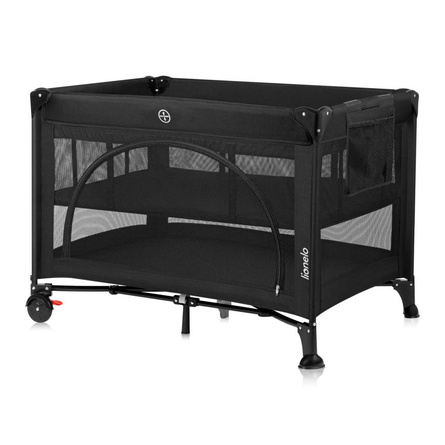 Lionelo - Cestovní postýlka LAURA Black Carbon