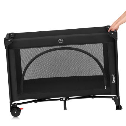 Lionelo - Cestovní postýlka LAURA Black Carbon