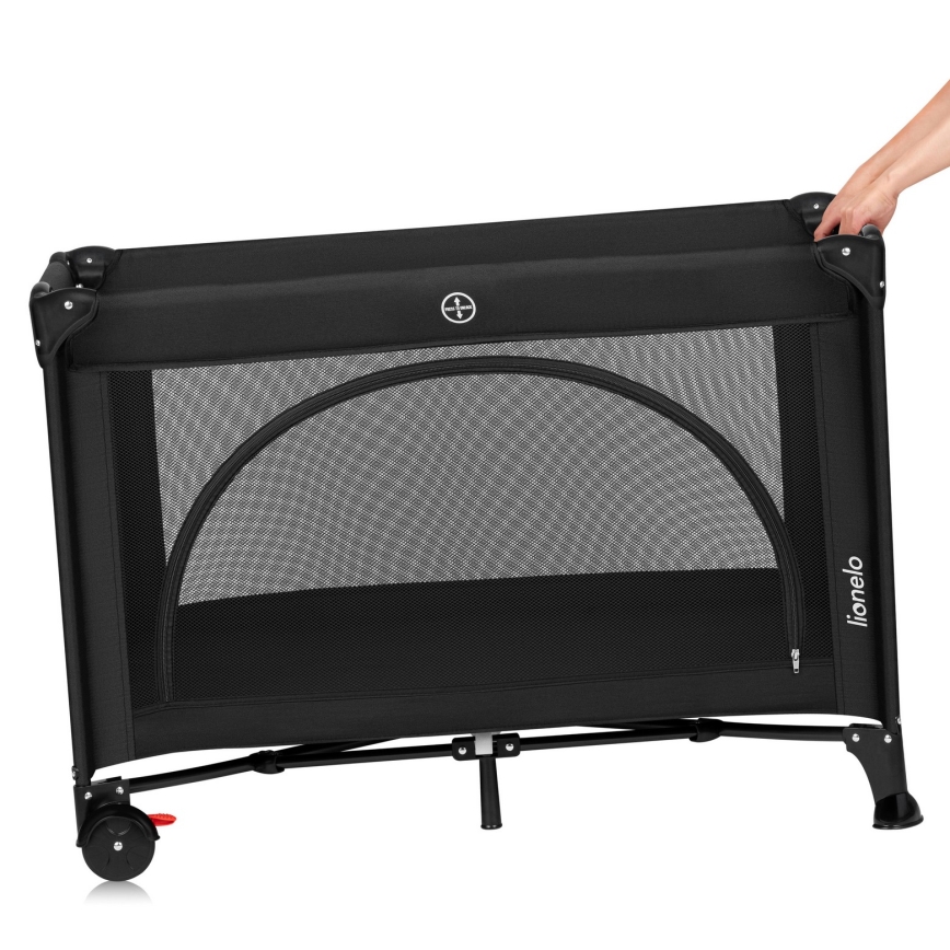 Lionelo - Cestovní postýlka LAURA Black Carbon