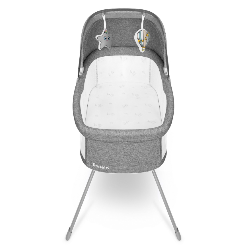 Lionelo - Cestovní postýlka MALIN Grey Stone