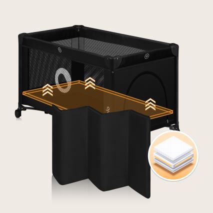 Lionelo - Cestovní postýlka STEFI Black Carbon