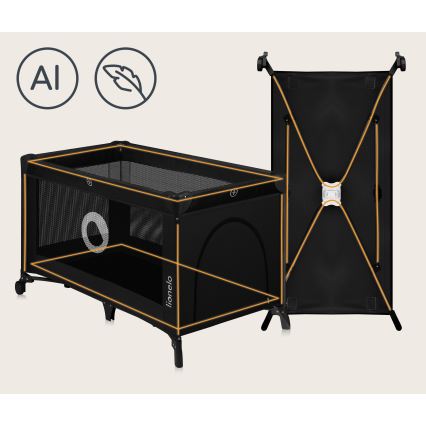 Lionelo - Cestovní postýlka STEFI Black Carbon