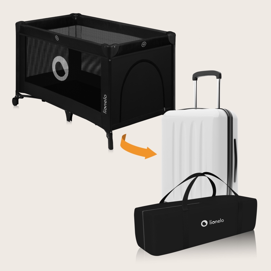 Lionelo - Cestovní postýlka STEFI Black Carbon