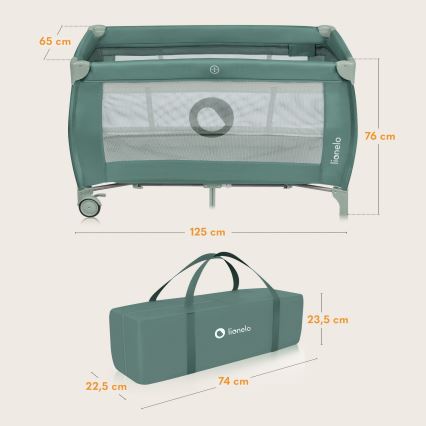 Lionelo - Cestovní postýlka STEFI PLUS Green Olive
