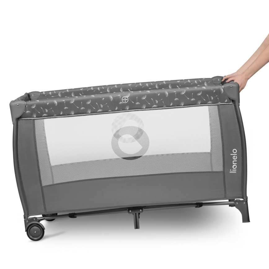 Lionelo - Cestovní postýlka STEFI PLUS Grey White