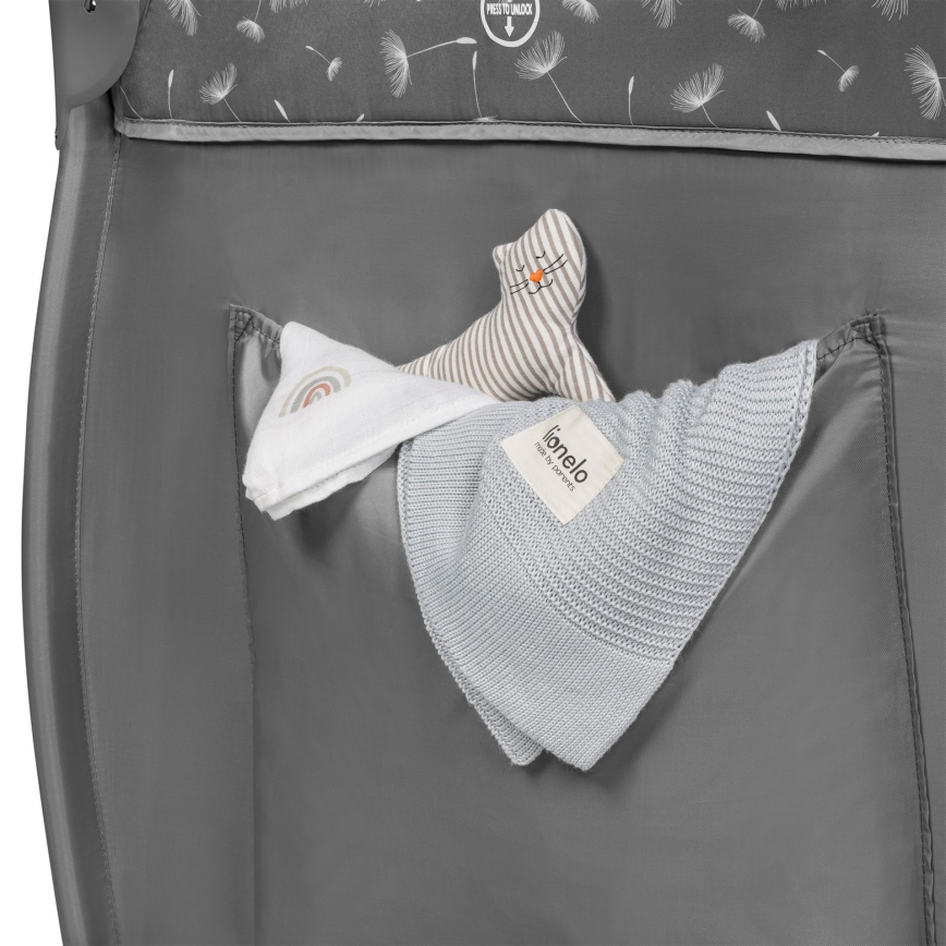 Lionelo - Cestovní postýlka STEFI PLUS Grey White