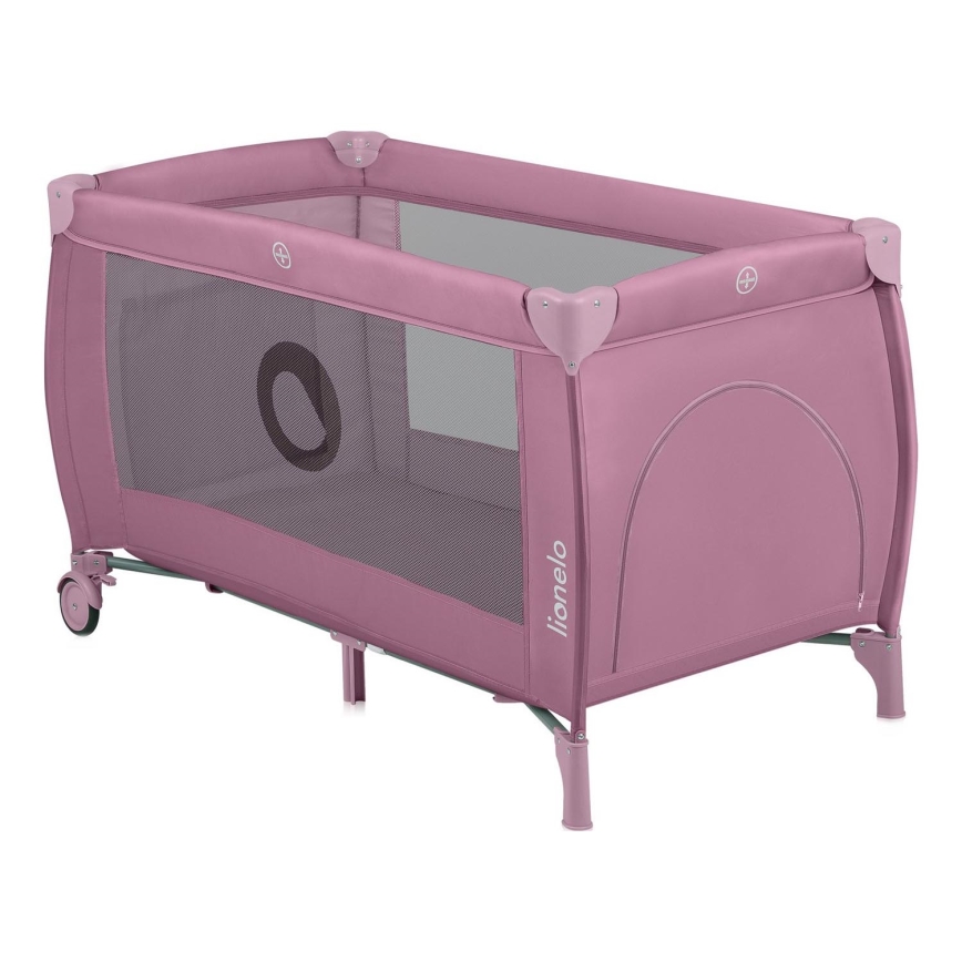 Lionelo - Cestovní postýlka STEFI PLUS Pink Magnolia