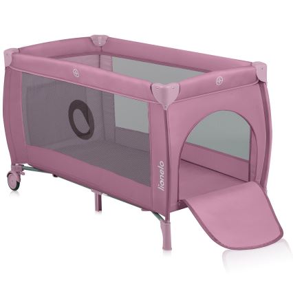 Lionelo - Cestovní postýlka STEFI PLUS Pink Magnolia