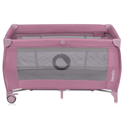 Lionelo - Cestovní postýlka STEFI PLUS Pink Magnolia