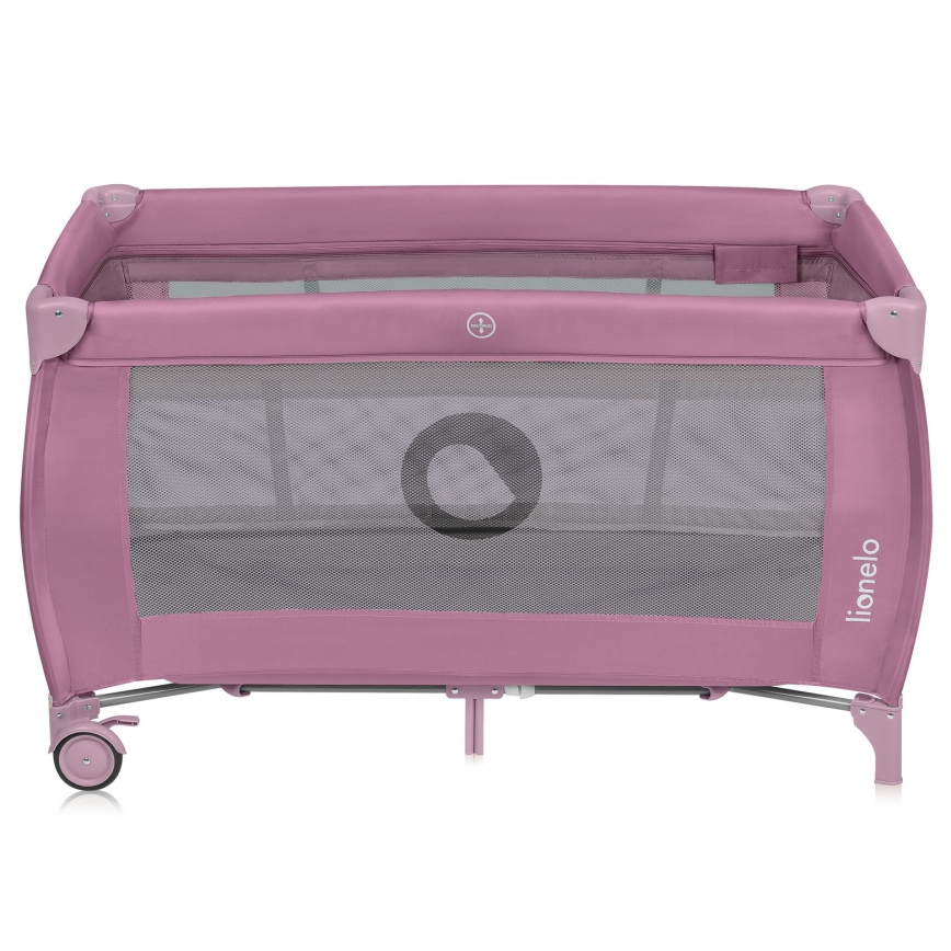 Lionelo - Cestovní postýlka STEFI PLUS Pink Magnolia