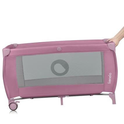 Lionelo - Cestovní postýlka STEFI PLUS Pink Magnolia