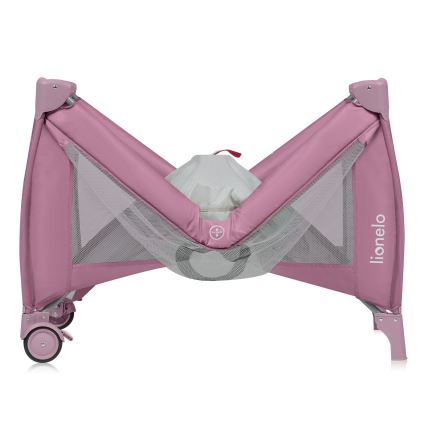 Lionelo - Cestovní postýlka STEFI PLUS Pink Magnolia