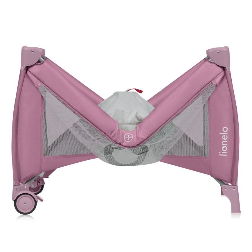 Lionelo - Cestovní postýlka STEFI PLUS Pink Magnolia