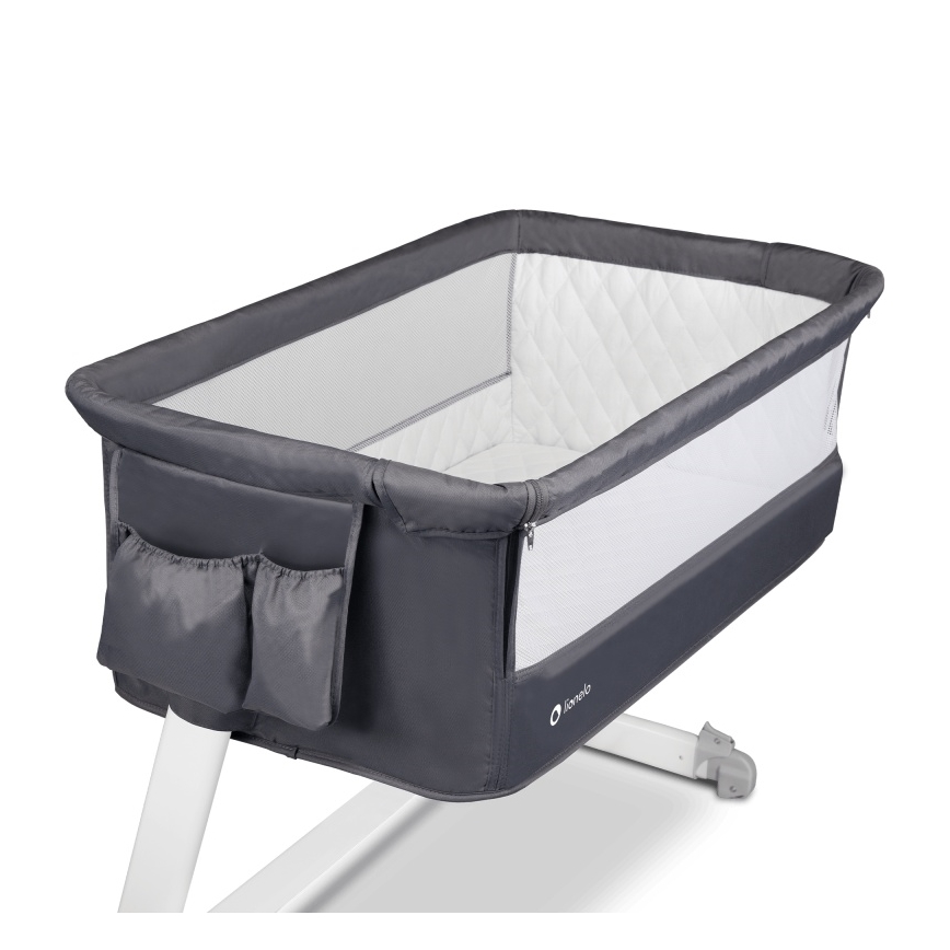 Lionelo - Cestovní postýlka THEO Dark Grey