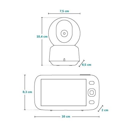 Lionelo - Dětská chůvička s monitorem BABYLINE 9.1 5V 3600 mAh