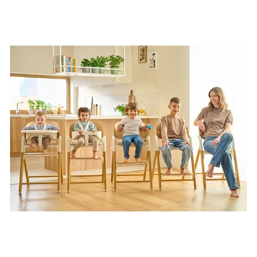 Lionelo - Dětská jídelní židle 3v1 CELIA Grey Wood