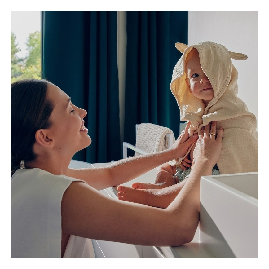 Lionelo - Dětská osuška s kapucí MUSLIN HOODED TOWEL Beige Sand