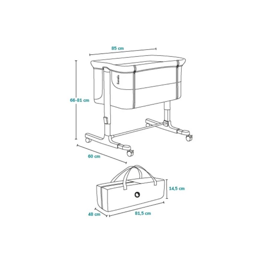 Lionelo - Dětská postýlka 3v1 AURORA Grey Graphite