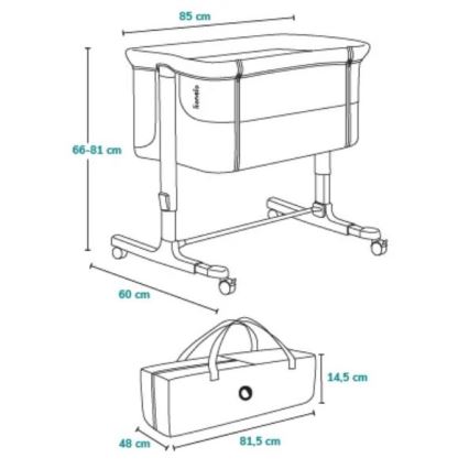 Lionelo - Dětská postýlka 3v1 AURORA šedá